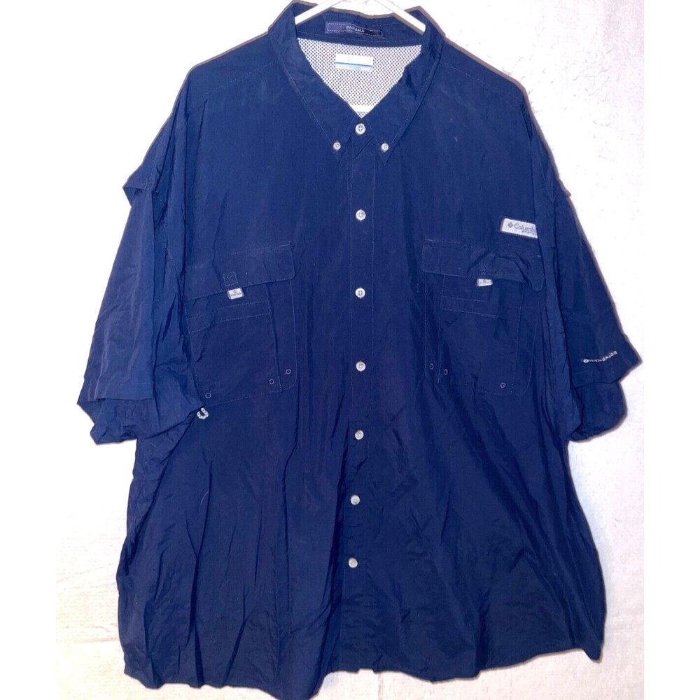 Columbia Bahama PFG Shirt Mens 5X Navy Blue Vented Omni Shade Fishing Button